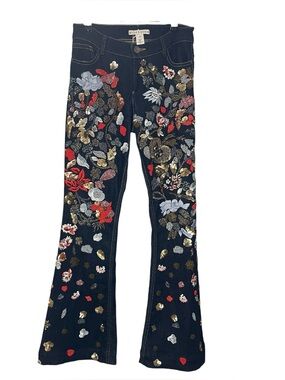 Alice+Olivia Floral Beaded Jeans